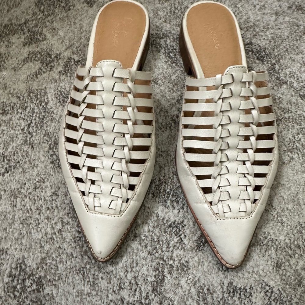 Women's Cream Woven Mules